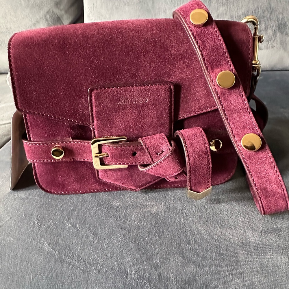 Jimmy Choo Suede Crossbody Bag Purple Lexie Authentic New with Tags